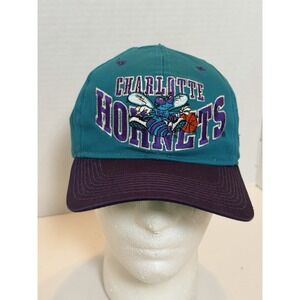Vintage Charlotte Hornets NBA Snapback‎ Hat Teal Purple Youngan